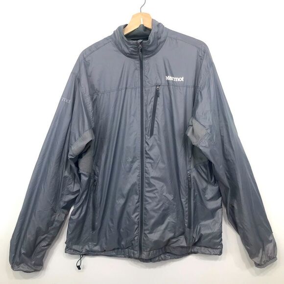 Marmot Gray Lightweight Nylon Zip Up Performance Jacket - Picture 1 of 16